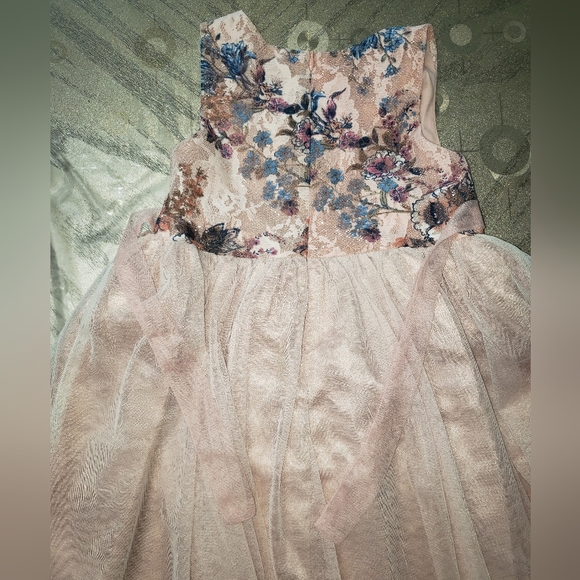 Bonnie Jean Girls Floral Lace Tulle Dress – Pink – Size 6X - Picture 7 of 12